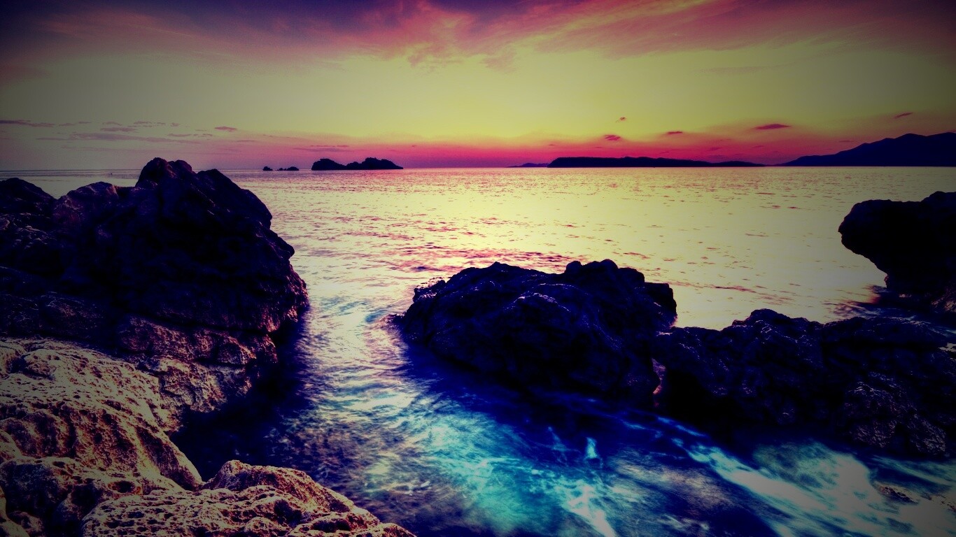 Закат на море обои