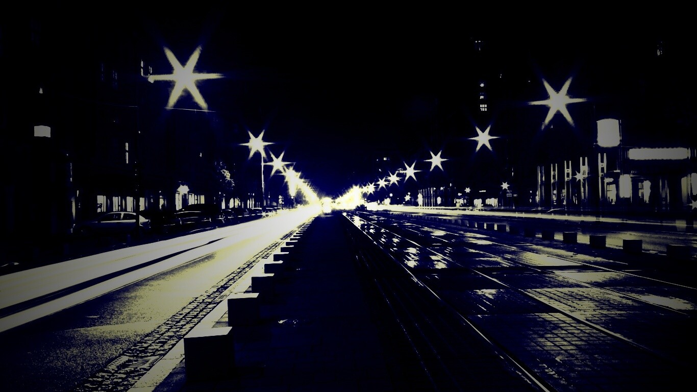 Мгновение на улице ночного города обои