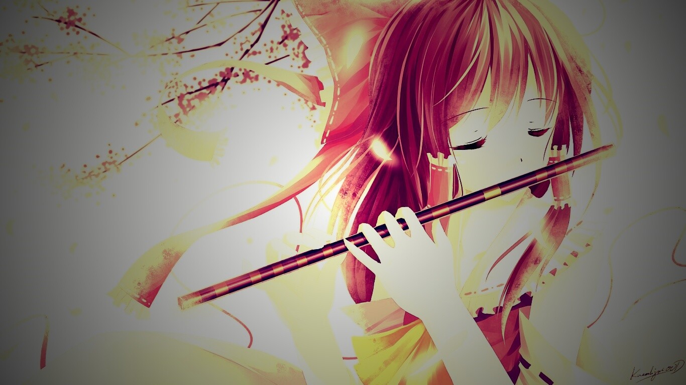 Девочка играет на флейте обои