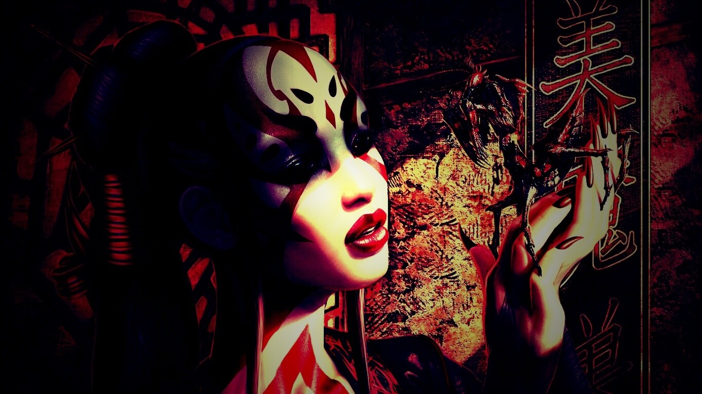 Девушка и богомол обои