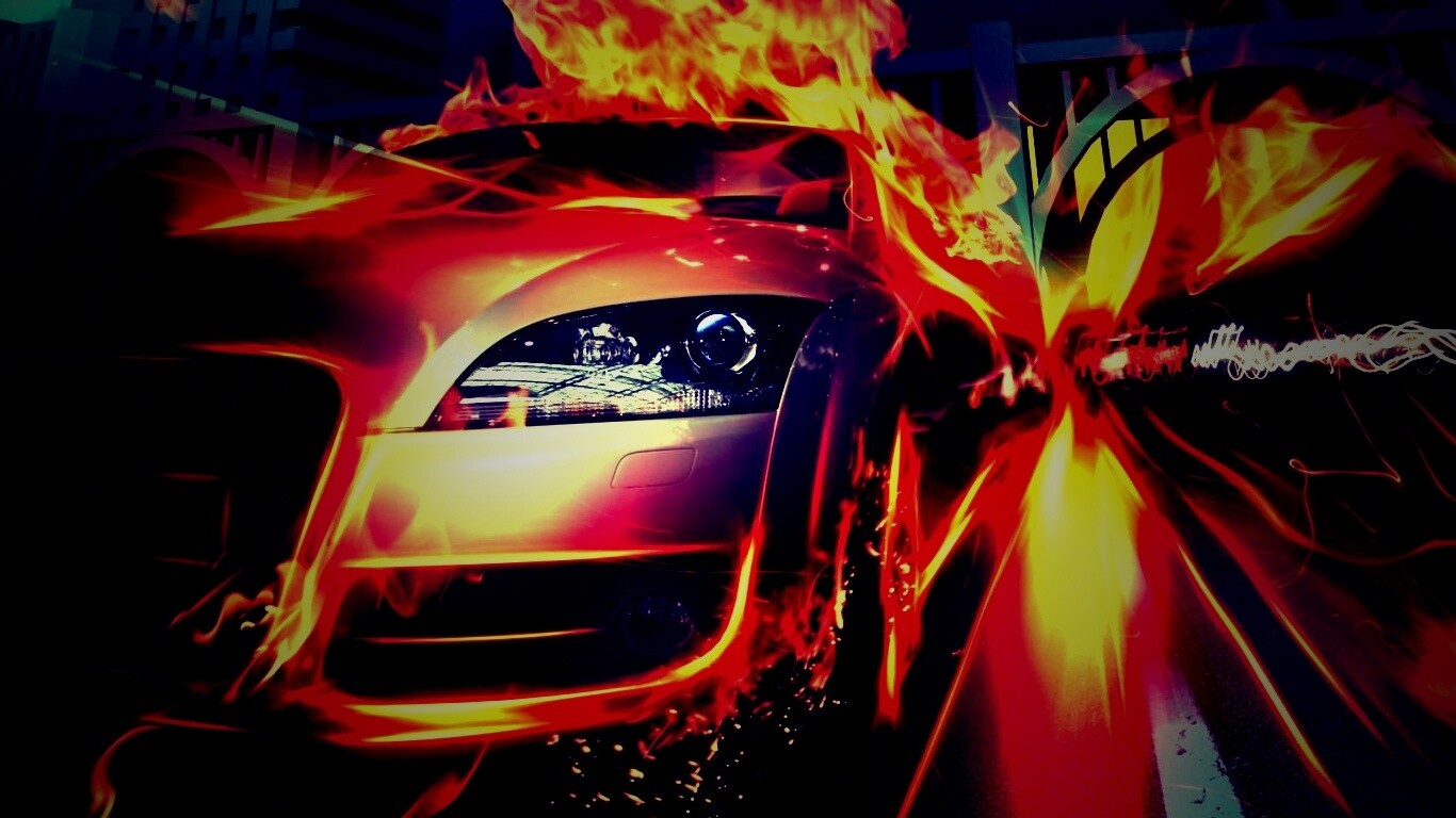 Ауди в огне обои