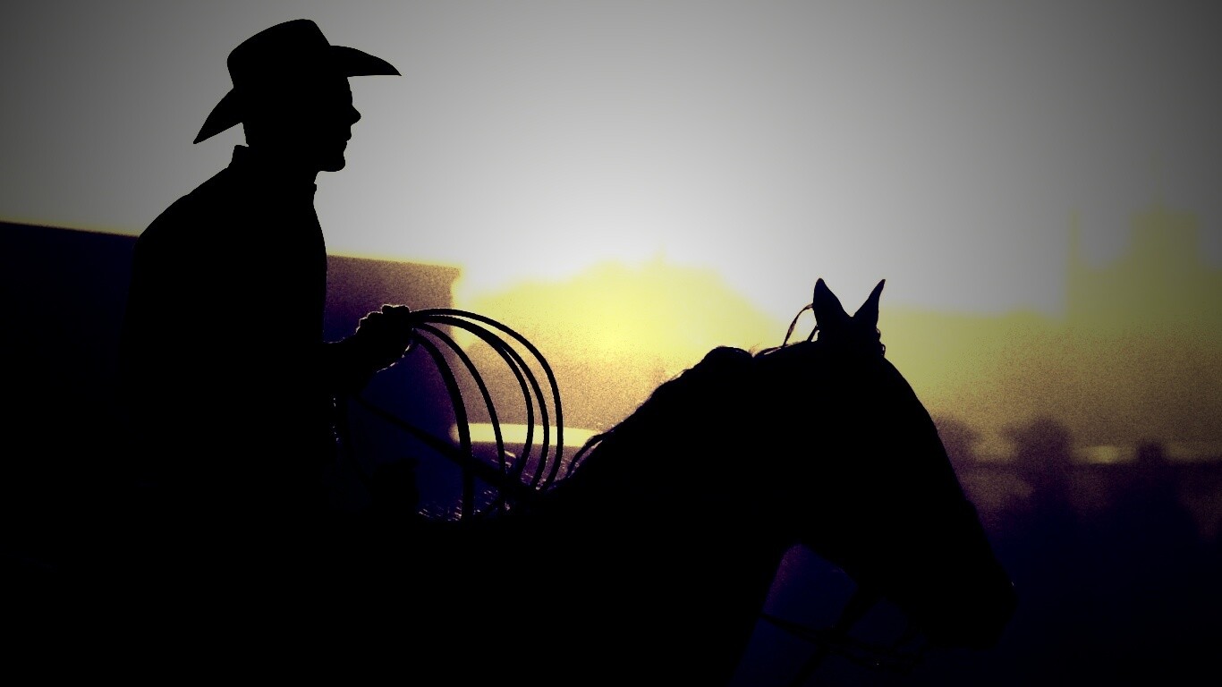 Ковбой с лассо на коне обои