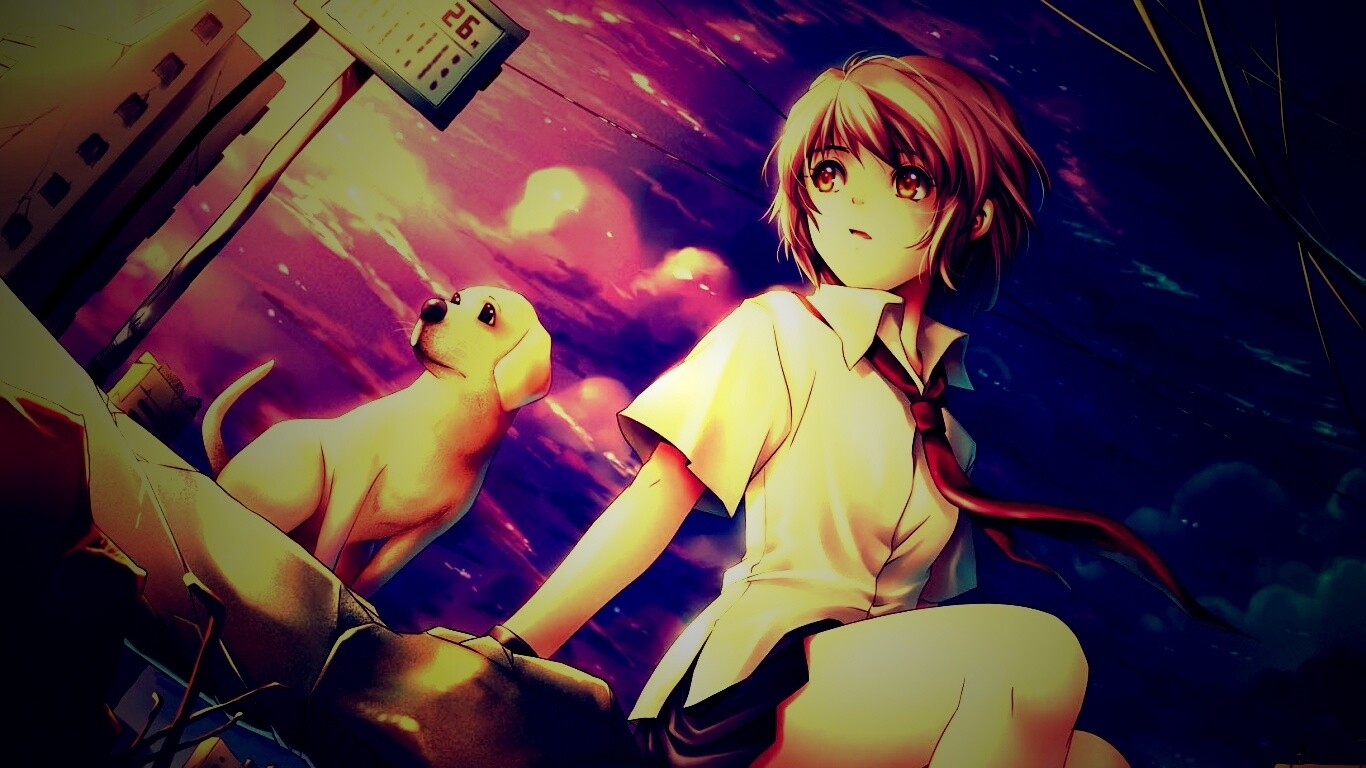 Девочка с собакой обои