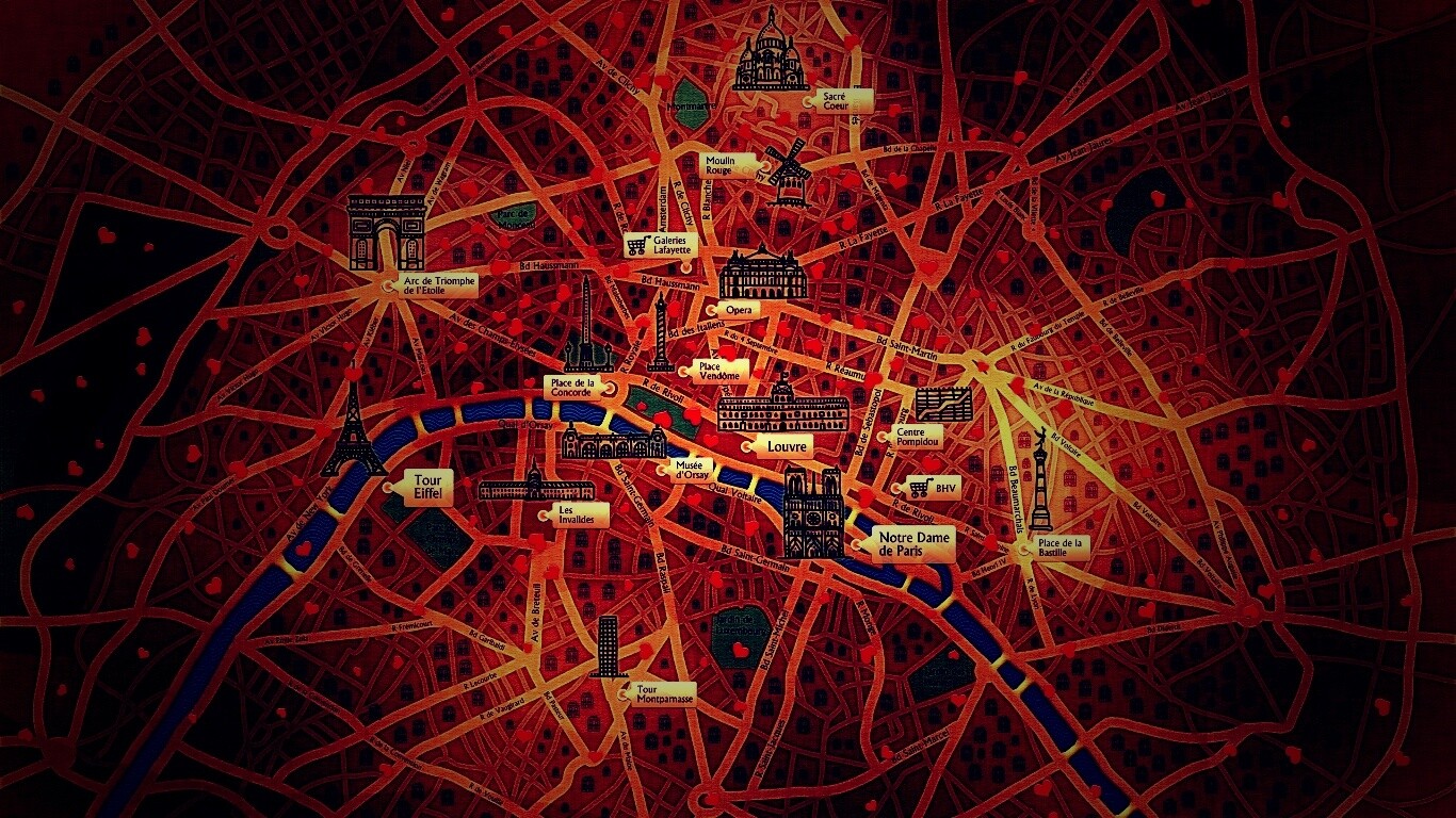 Карта Парижа обои