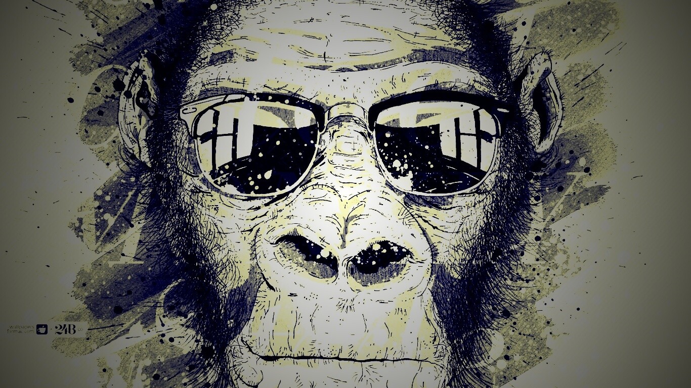 Макака в очках обои