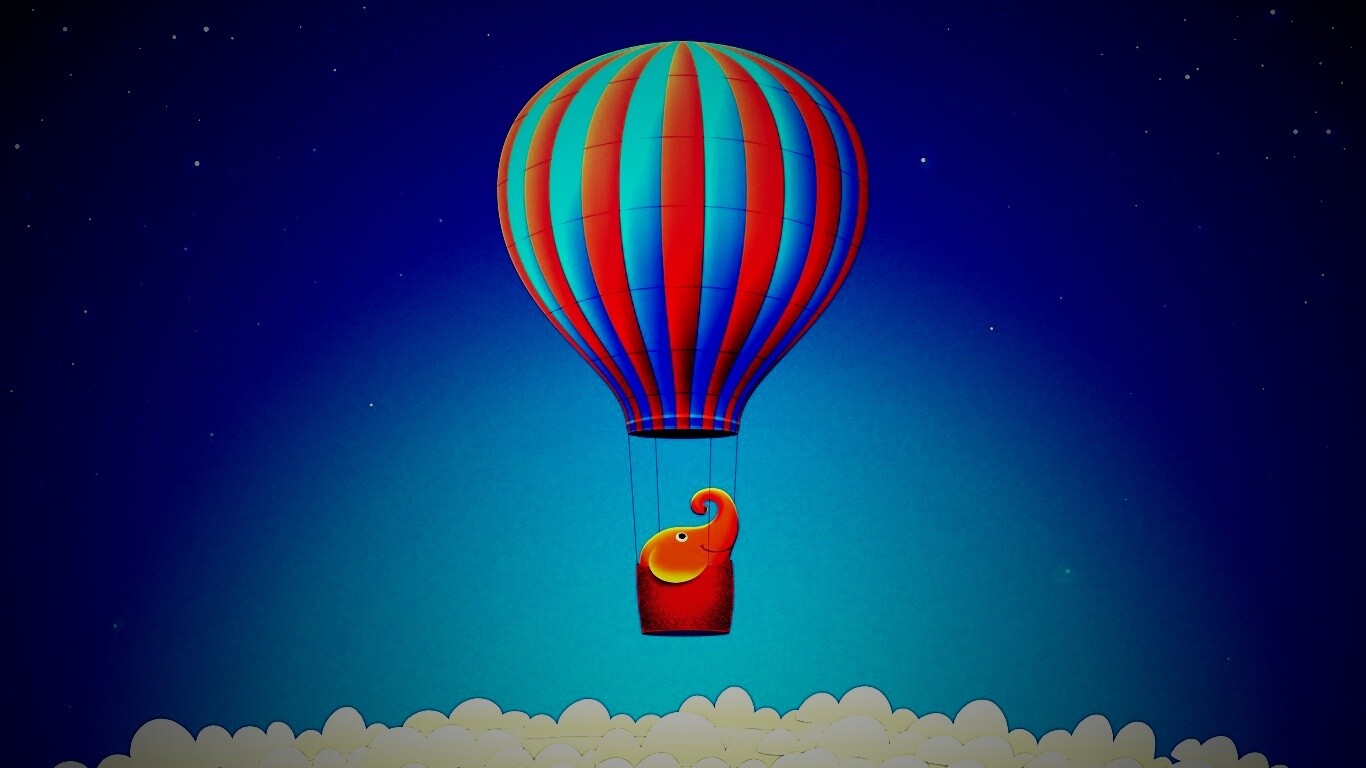 Слон на воздушном шаре обои