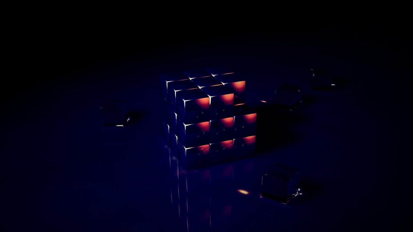 Кубик рубика из стекла обои