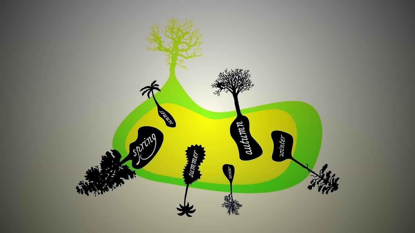 Деревья времен года обои