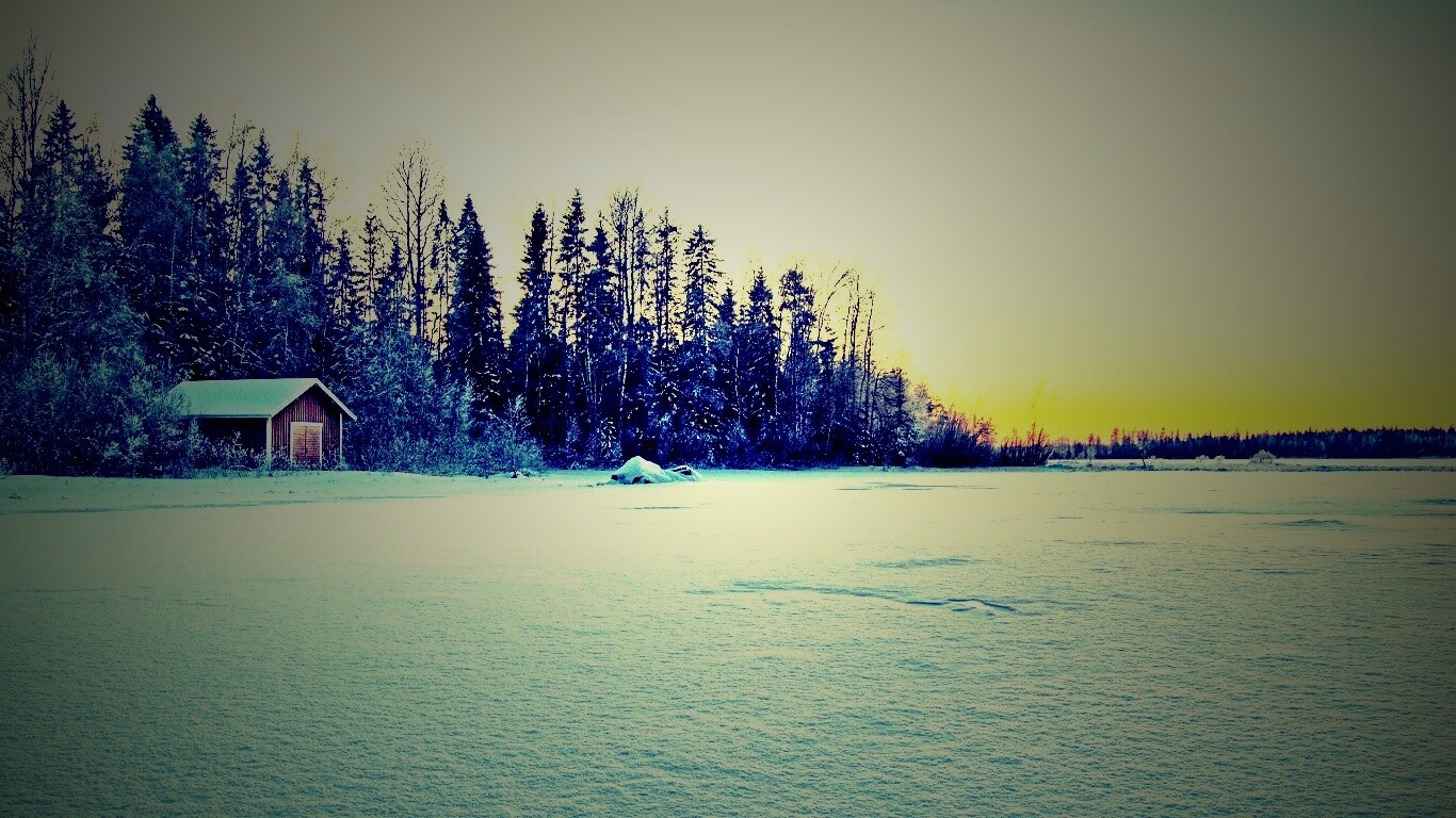 Зимний закат обои