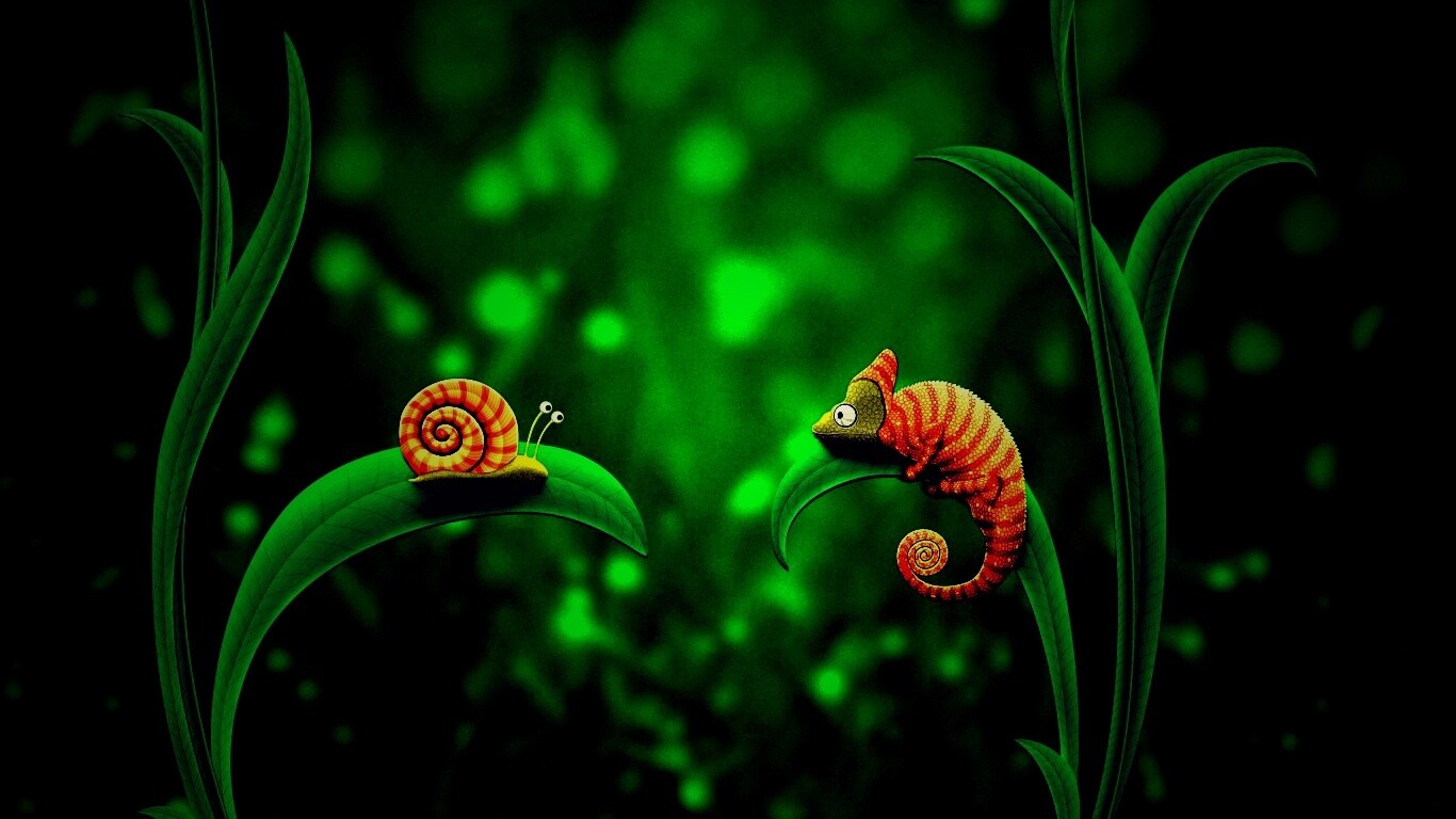 Хамелеон замаскированный под улитку обои