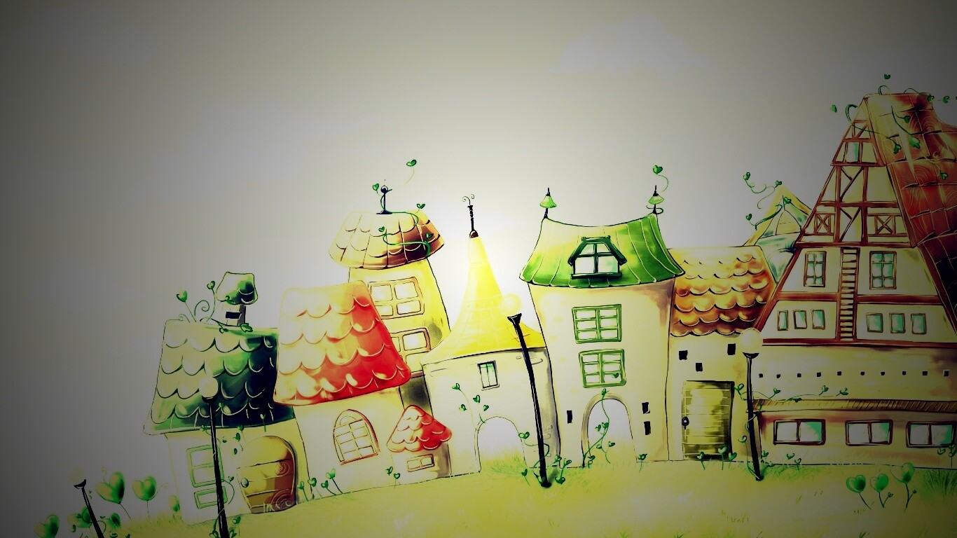 Мультяшный городок обои