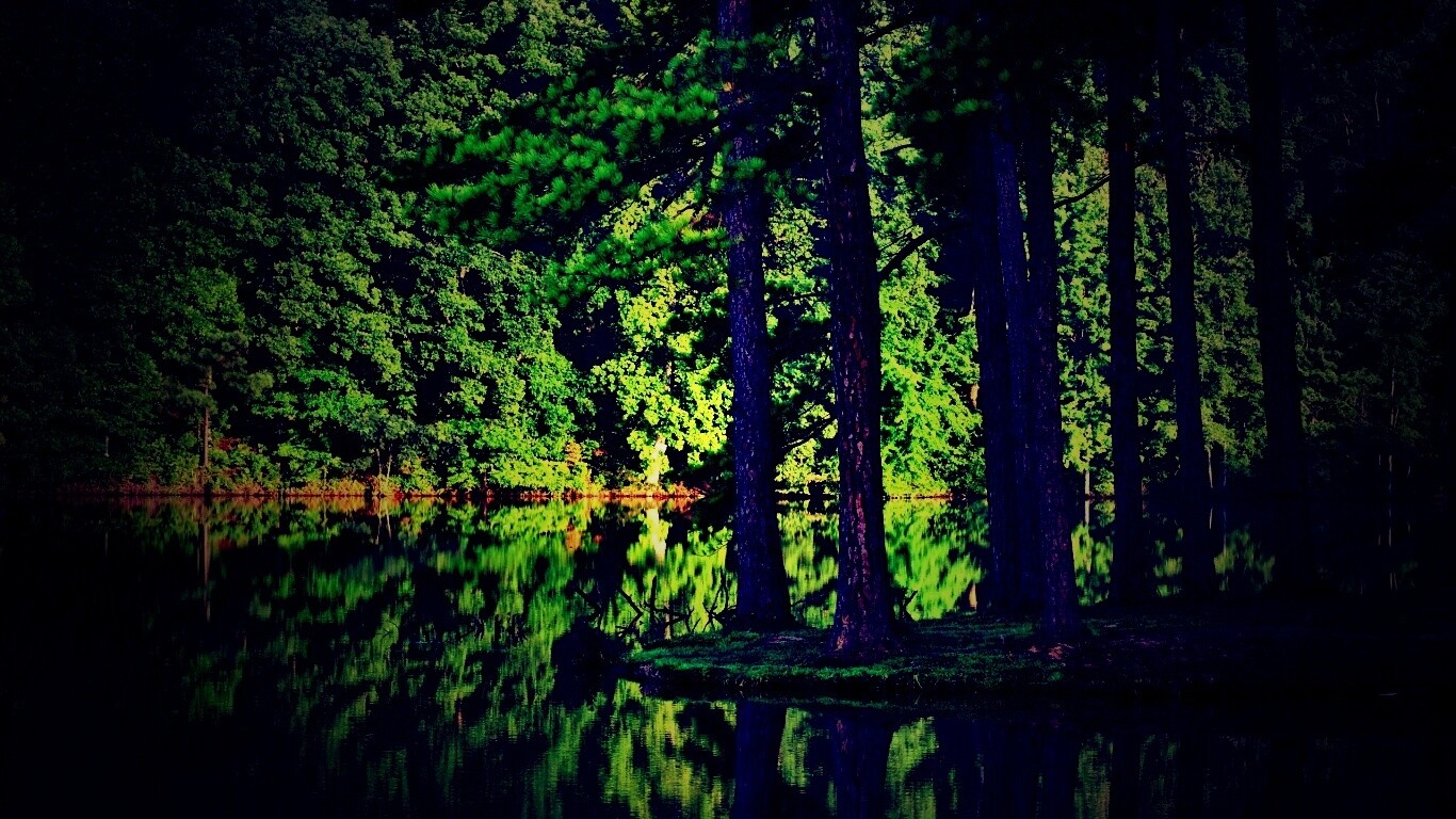 Островок посреди озера обои