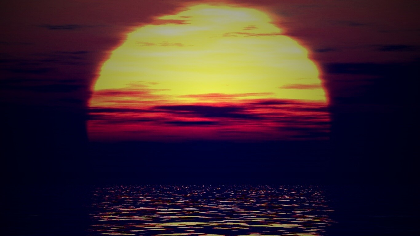 Закат над морской гладью обои