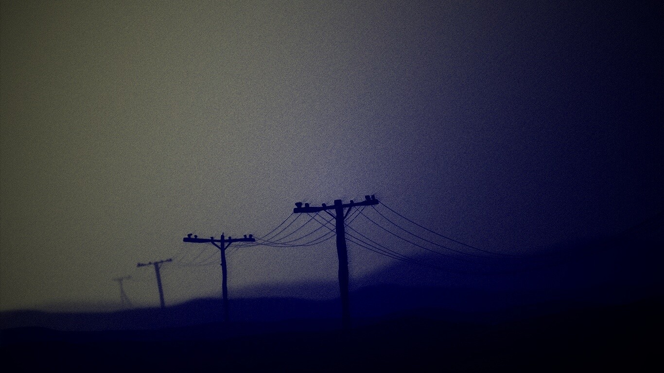 Столбы в тумане обои