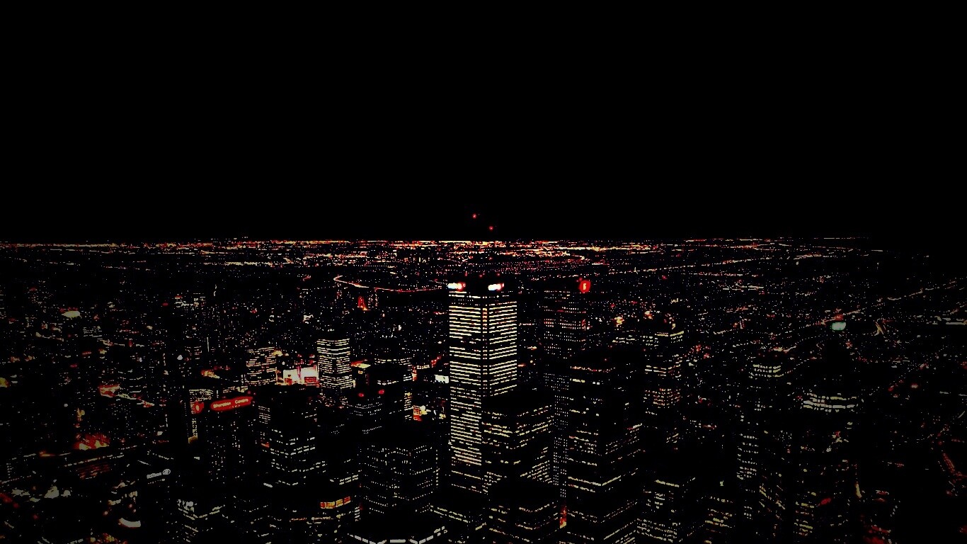 Вид на здания ночного города обои