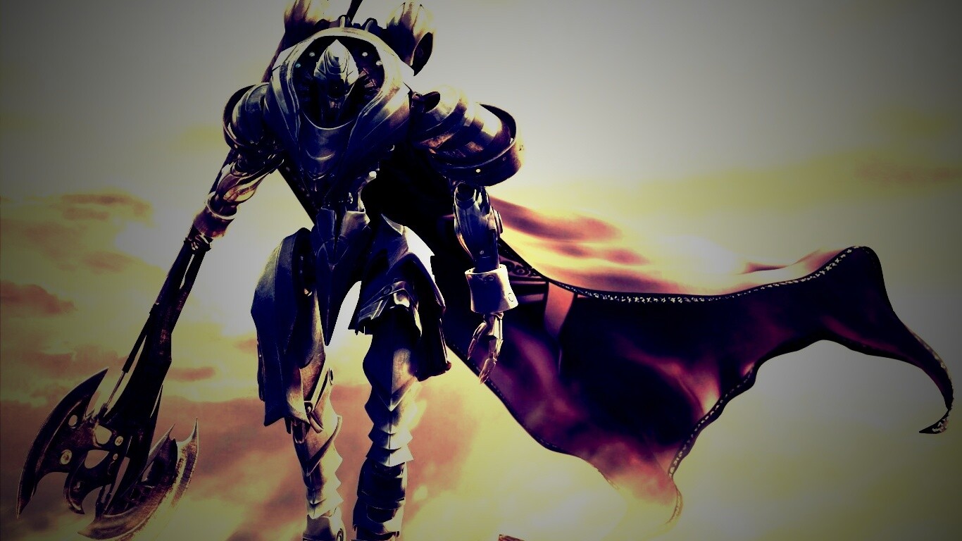 Боевой робот с топором в руке обои