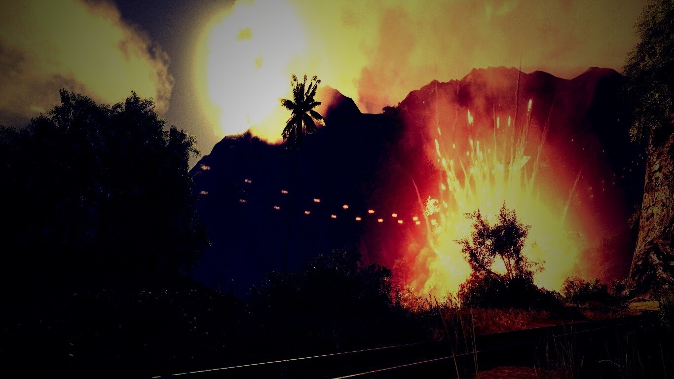 Взрыв в кустах обои