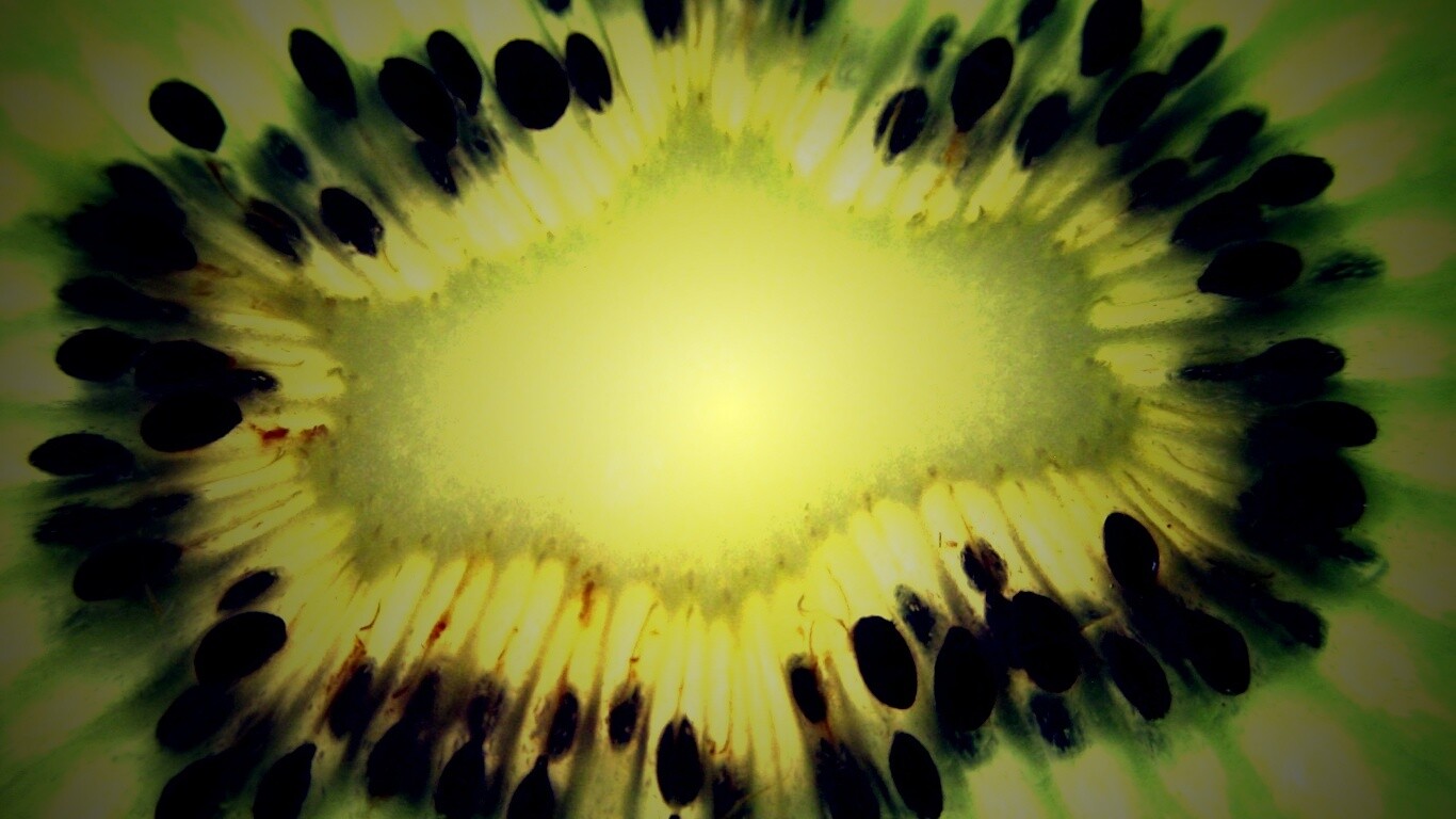 Макро фото киви в разрезе обои