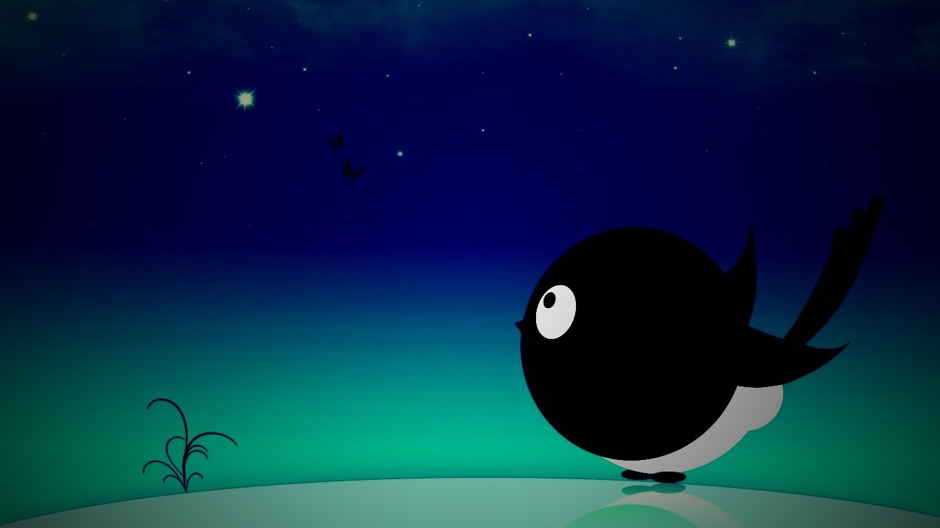 Нарисованная птичка обои