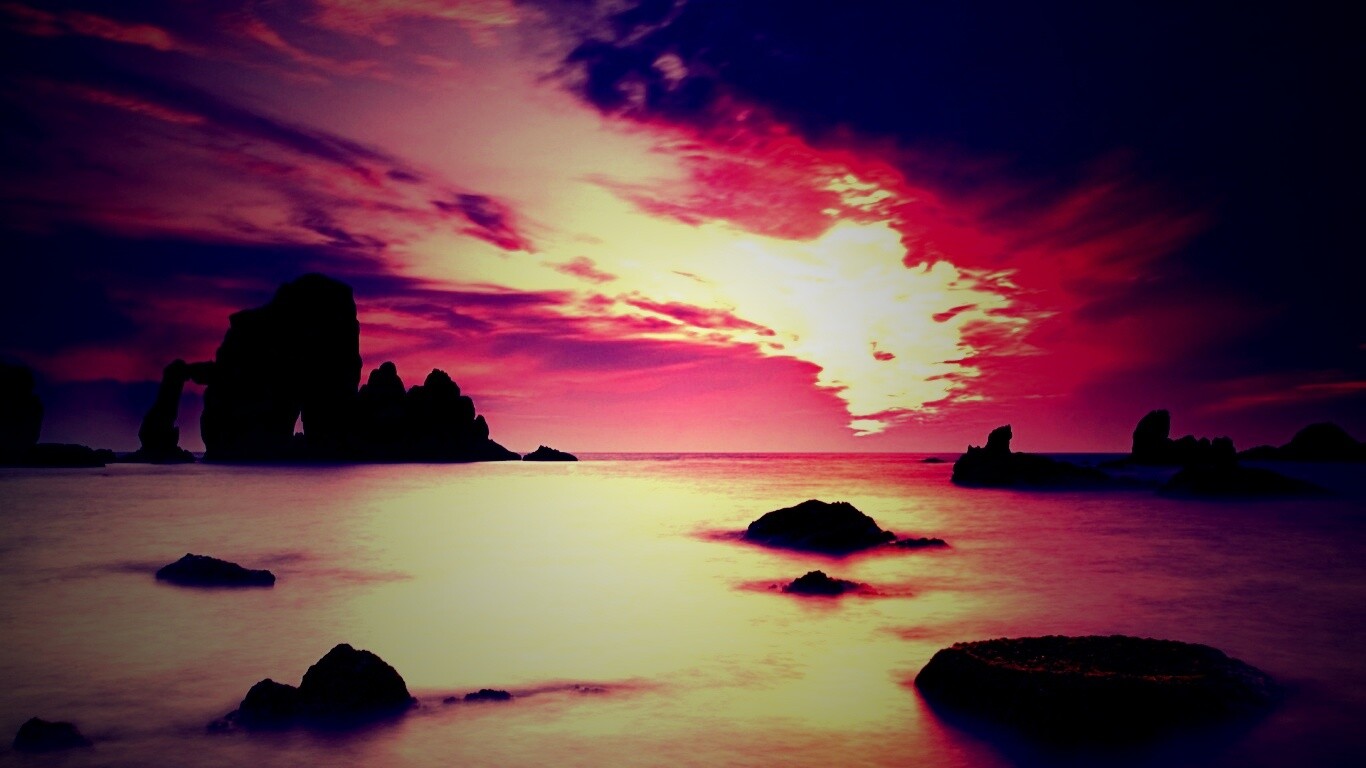 Закат на море обои