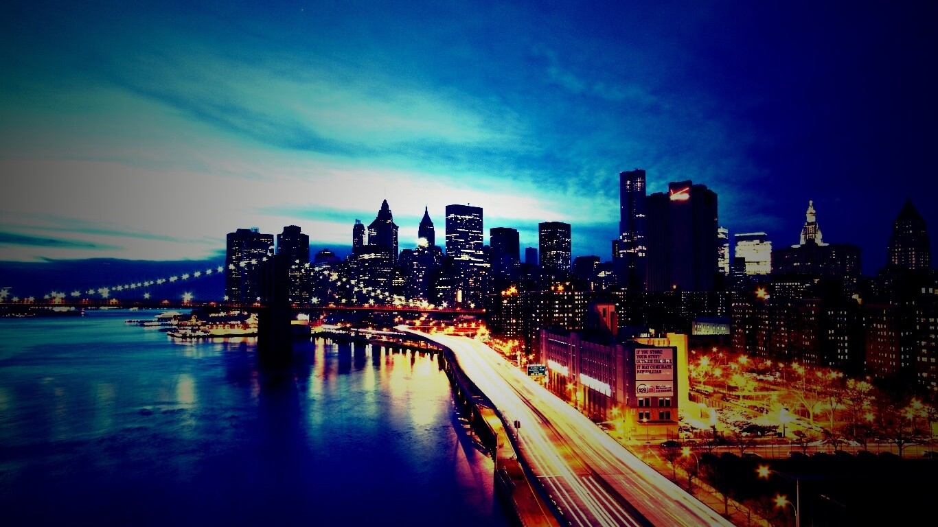 Город светит окнами в ночи обои