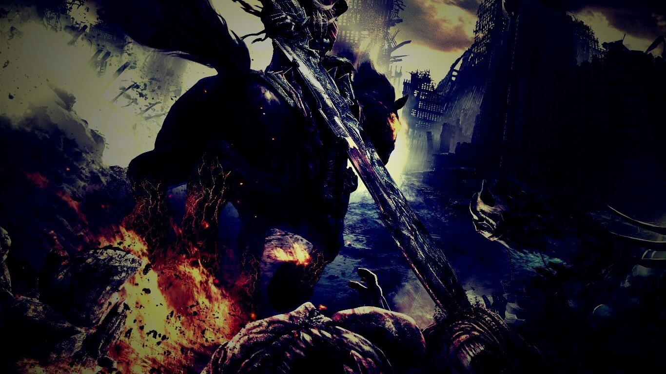 Темный рыцарь на демоническом коне обои