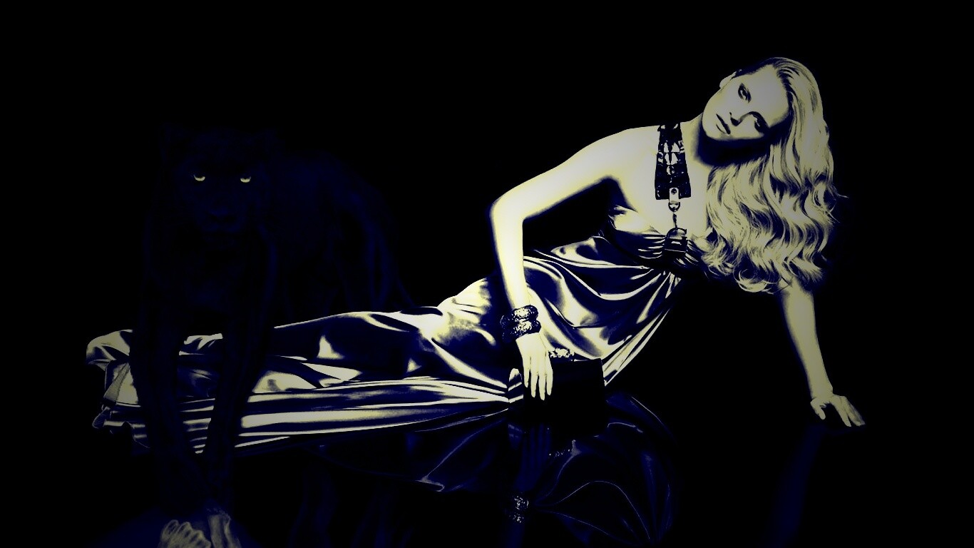 Красотка с пантерой обои