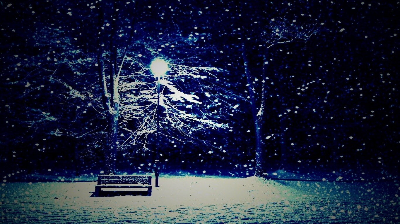 Ночь..улица..фонарь..скамейка.. обои