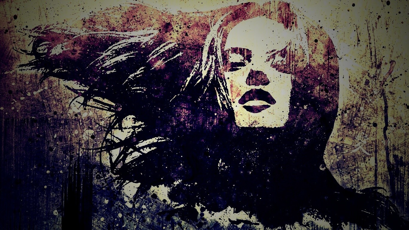 Стильный коллаж с девушкой обои