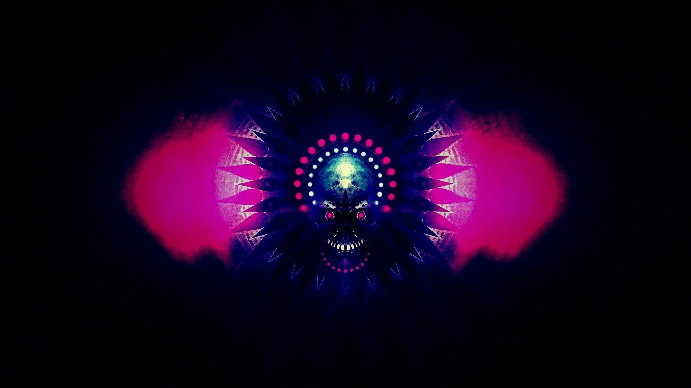 Неоновый череп обои