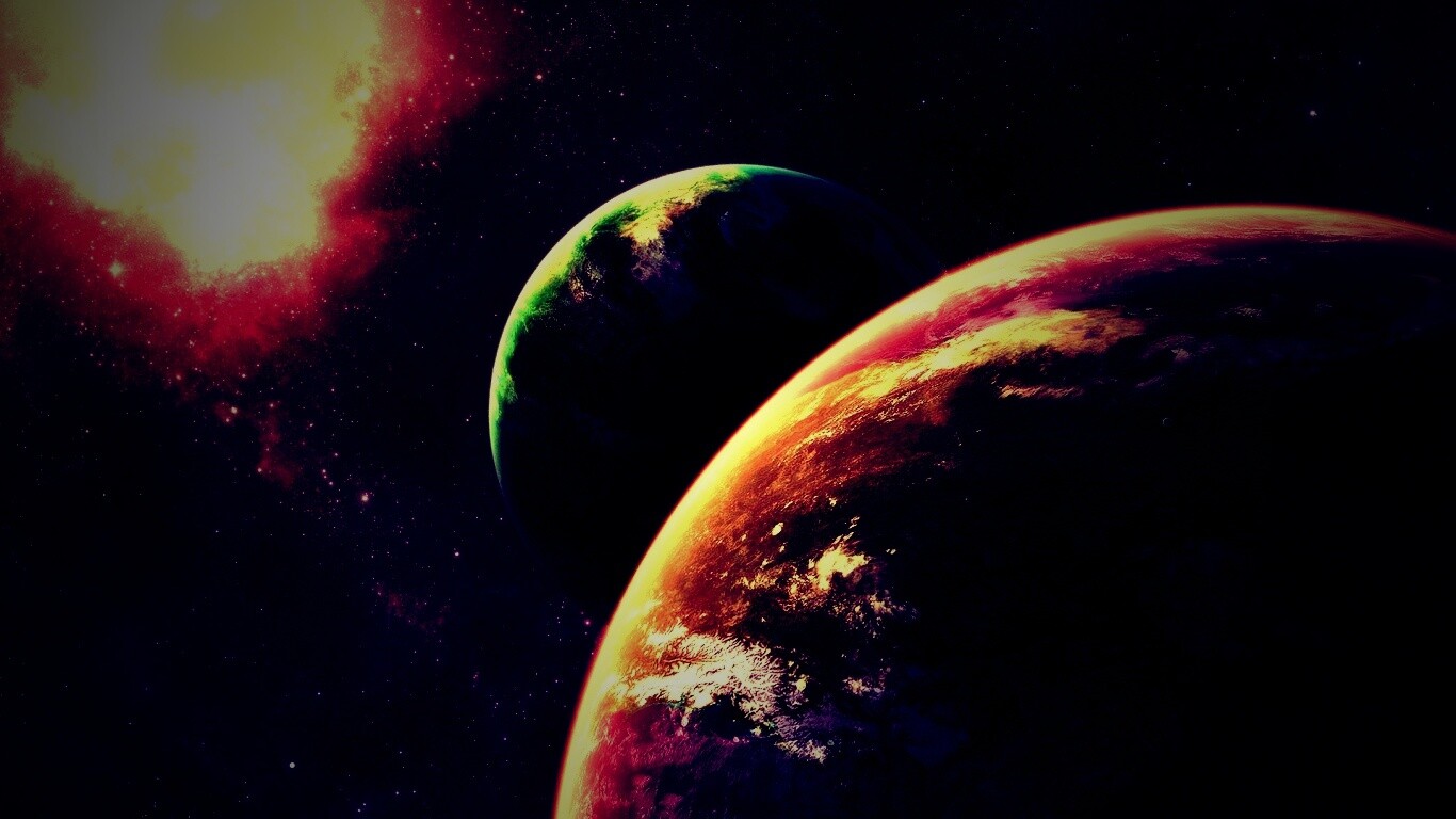 Две планеты в космосе обои