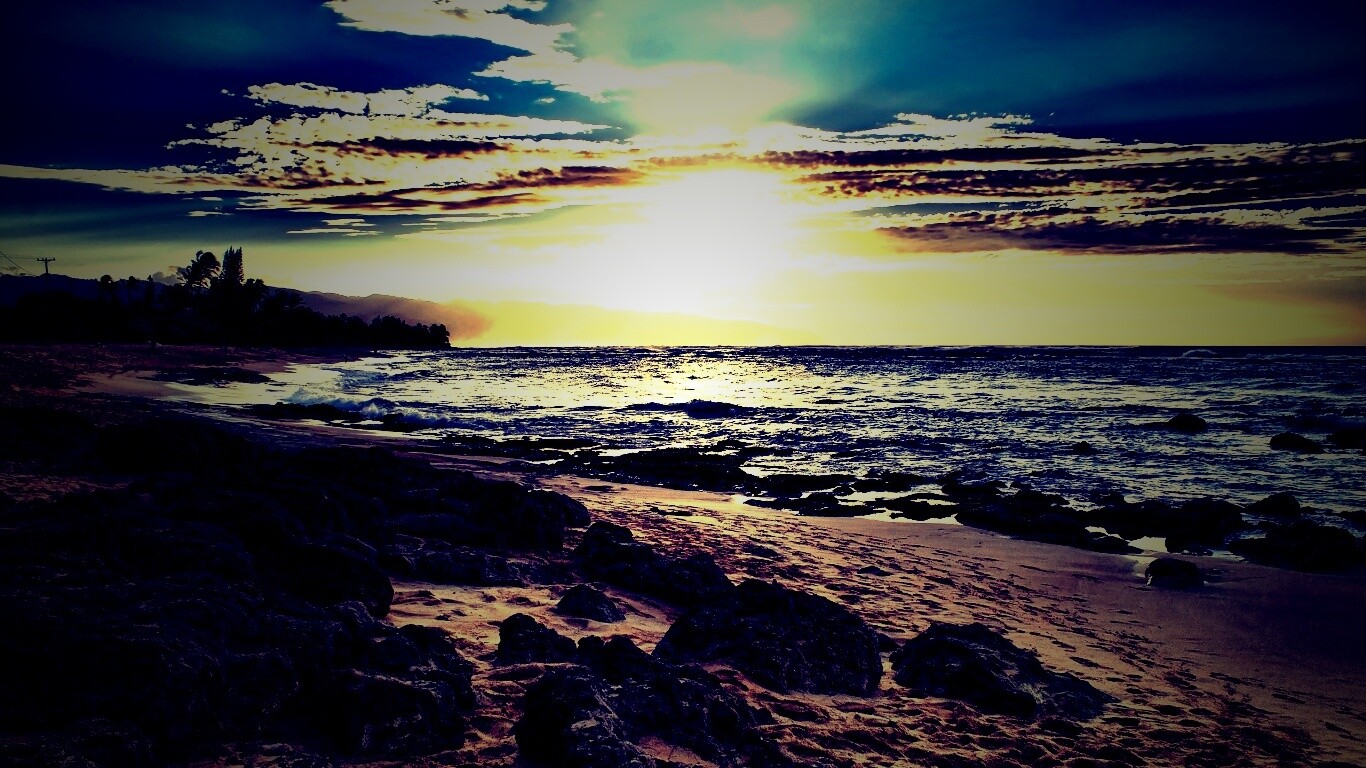 Закат на море обои