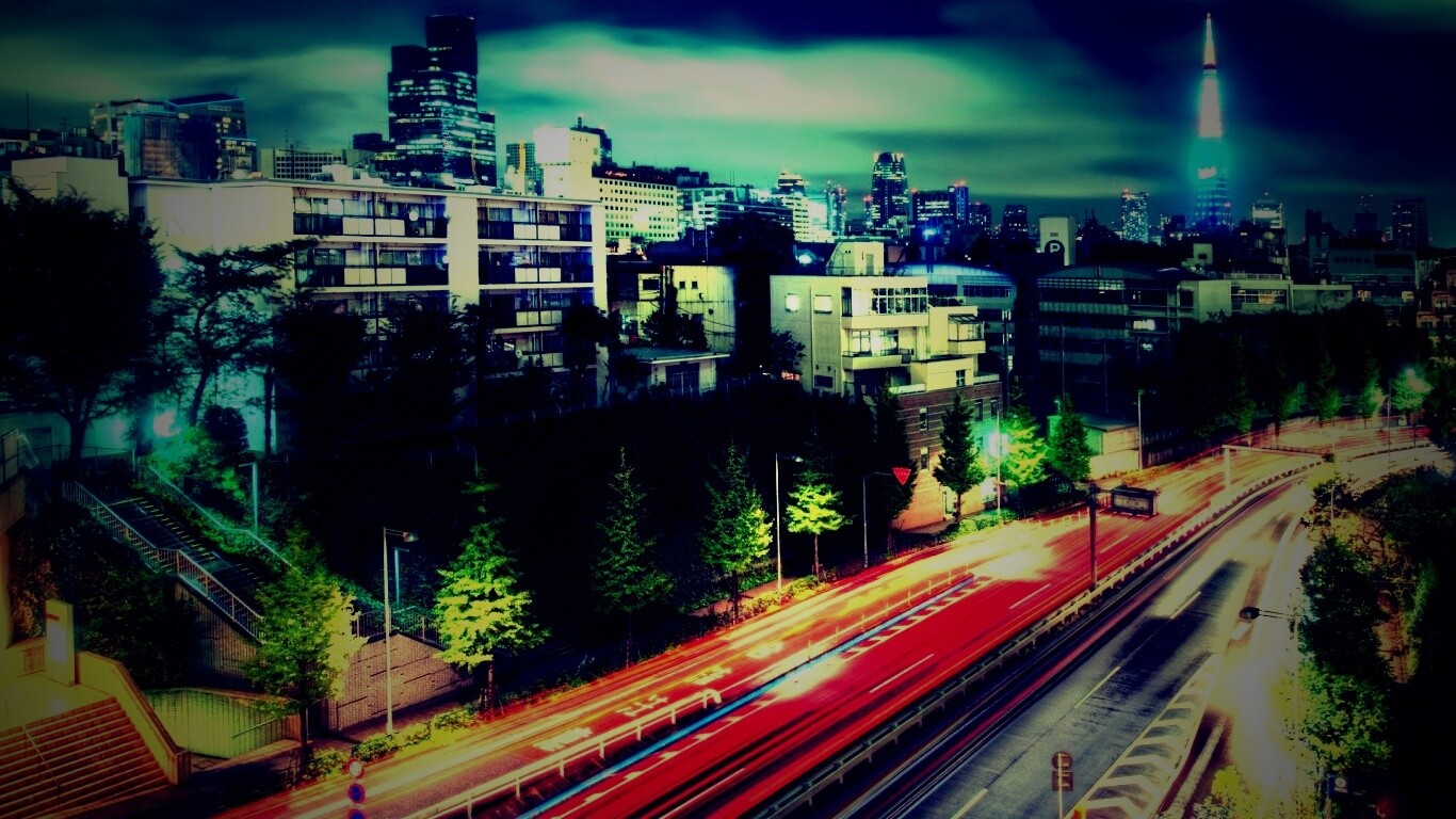 Светящийся город обои