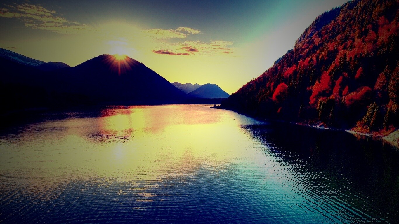 Закат в горах обои