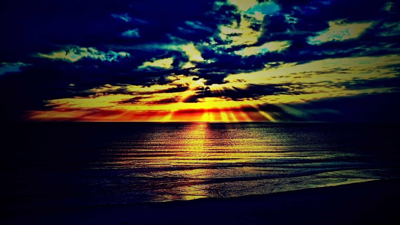 Красивый закатный берег обои