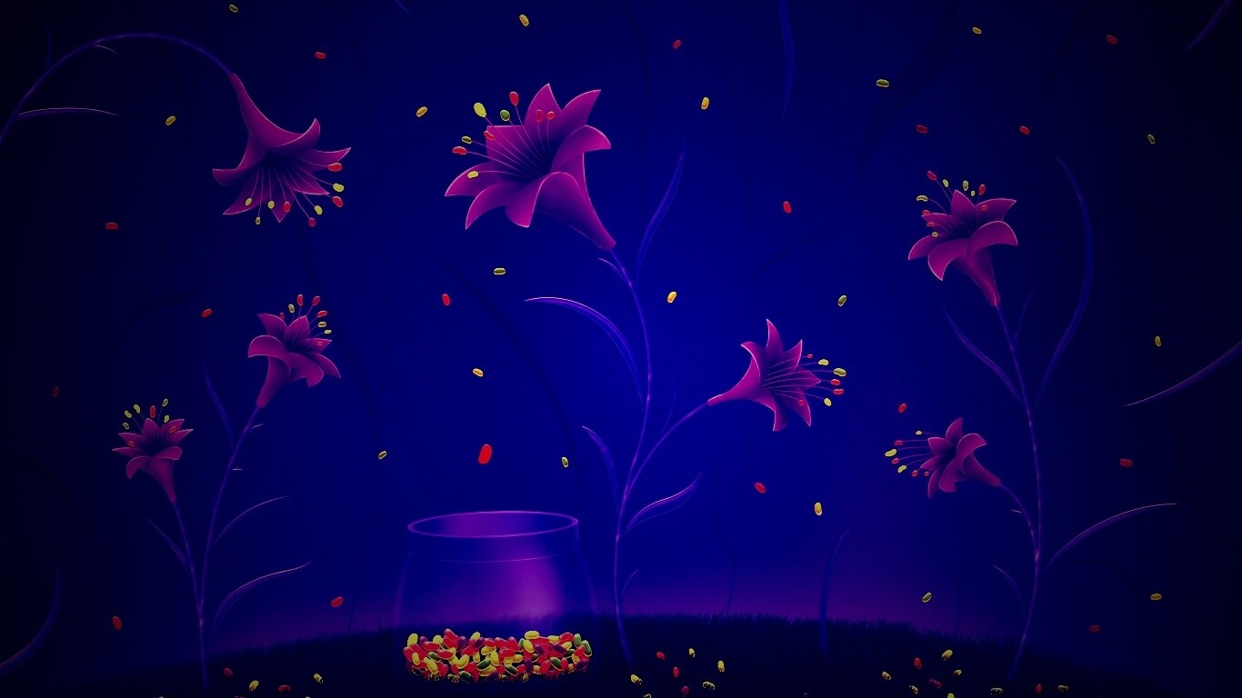 Волшебные цветы и конфетки обои