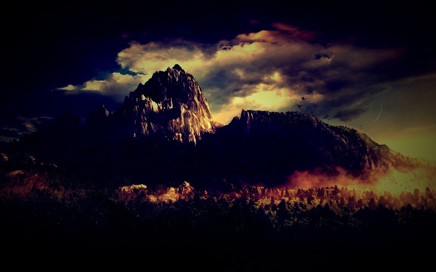 Горы посреди джунглей обои