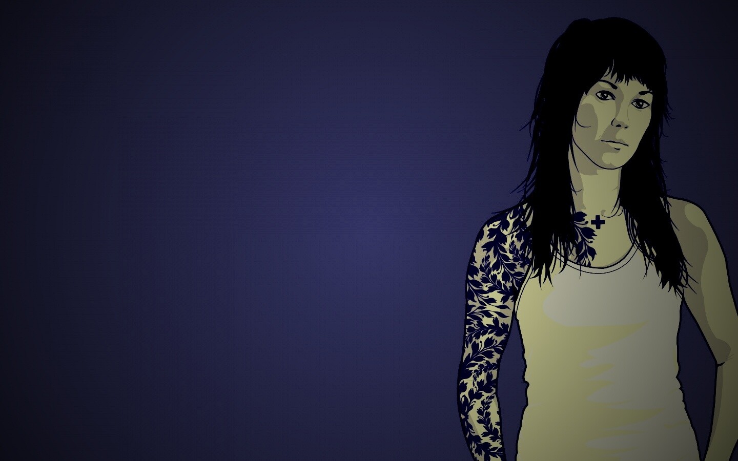 Девушка с татуировкой в виде листвы обои