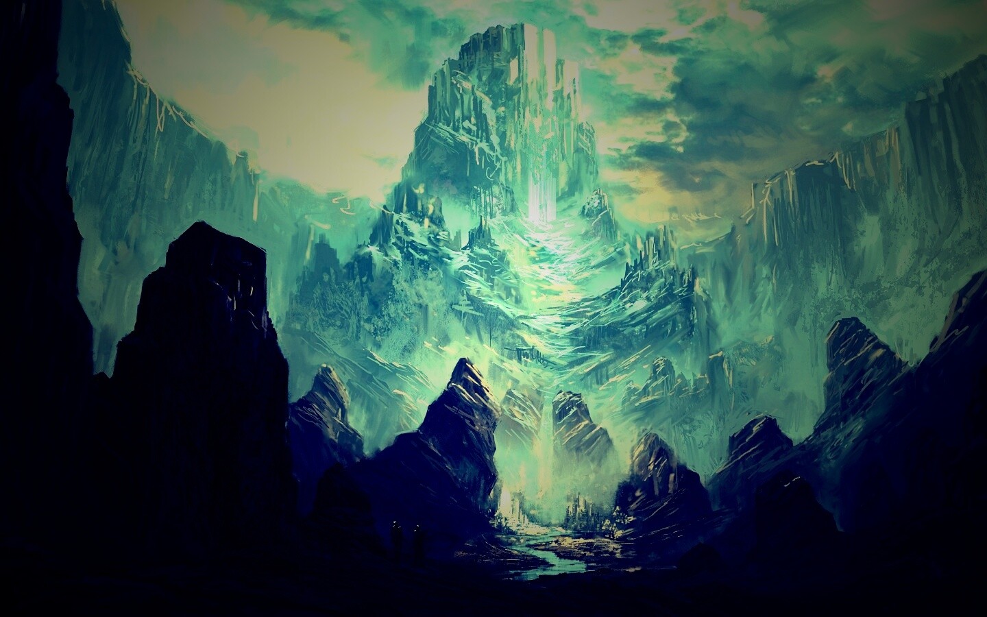 Город в горах обои