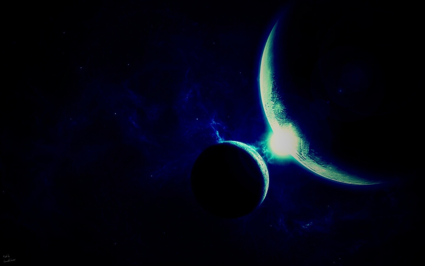 Планета и спутник обои