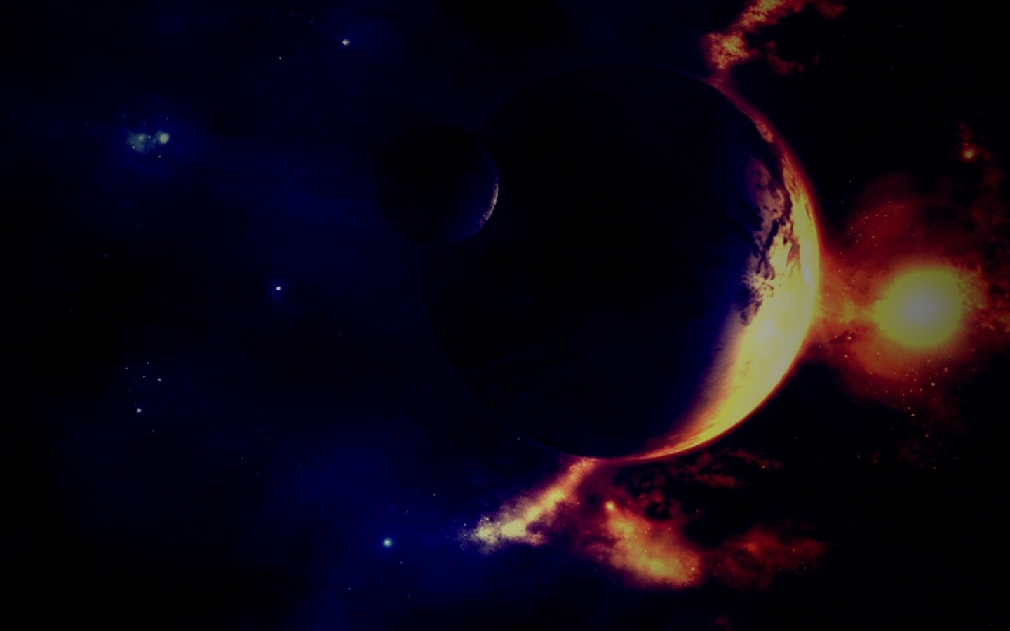 Планета с одним спутником обои