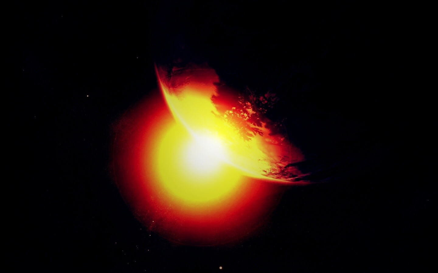 Солнце выглядывает из-за планеты обои