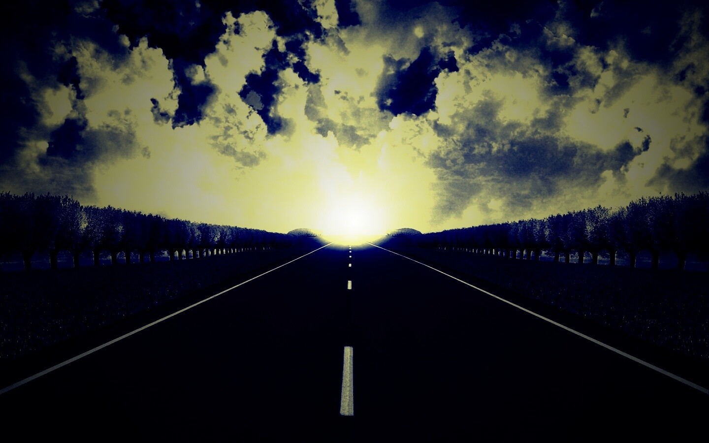 Дорога на закат обои
