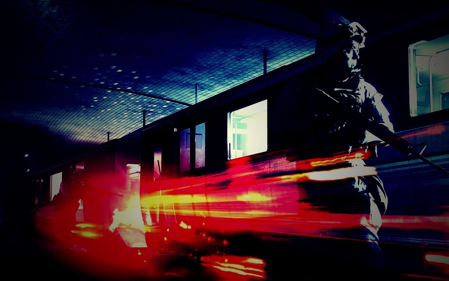 Солдаты на станции метро обои