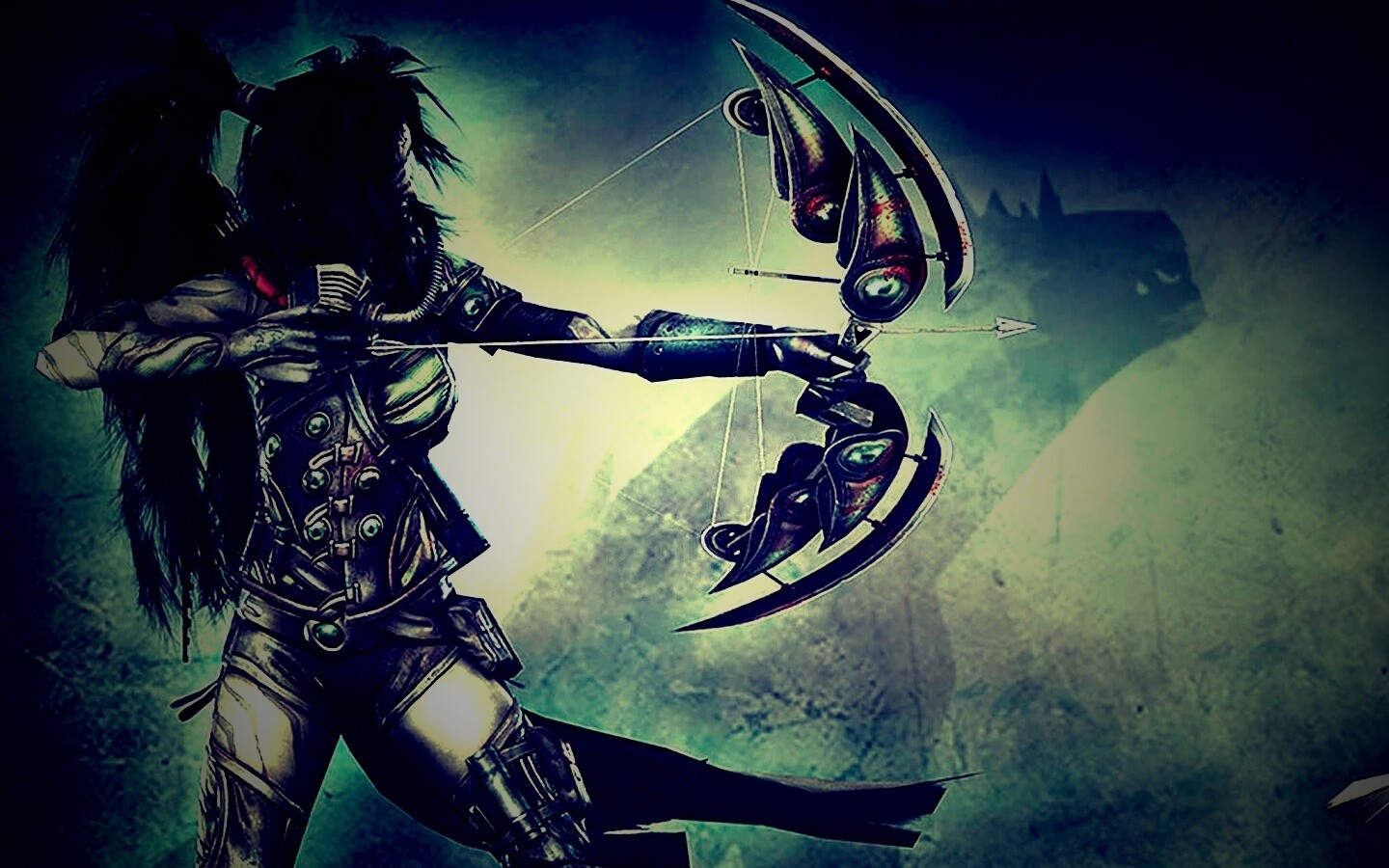 Лучница с боевым псмо обои