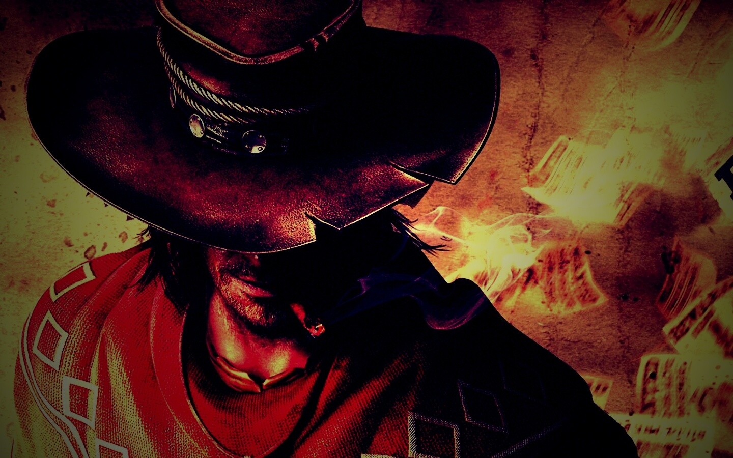 Мужик с сигарой в шляпе и пончо обои