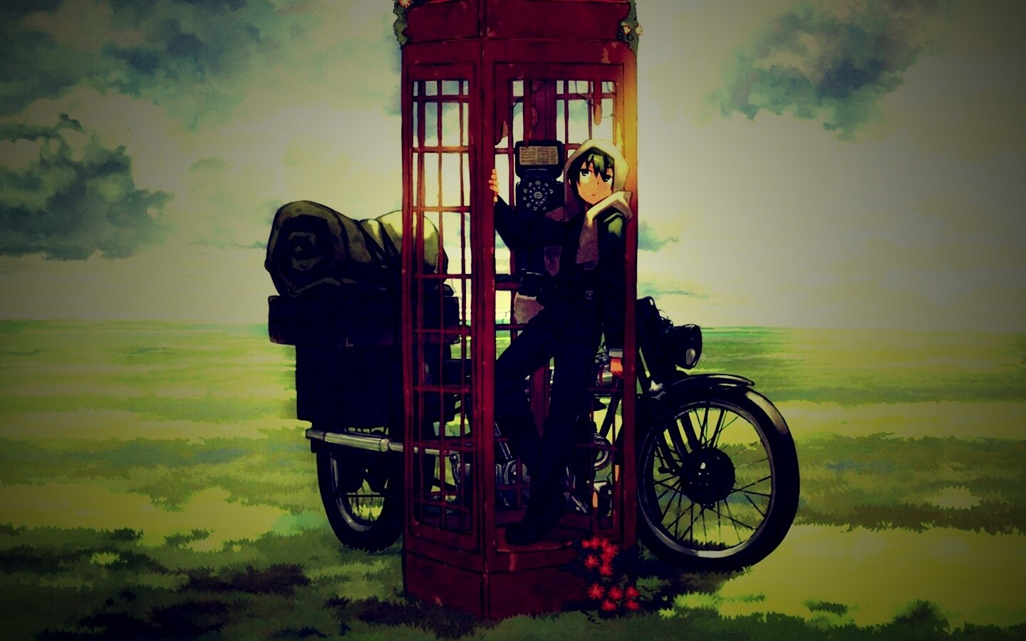 Парень в телефонной будке обои