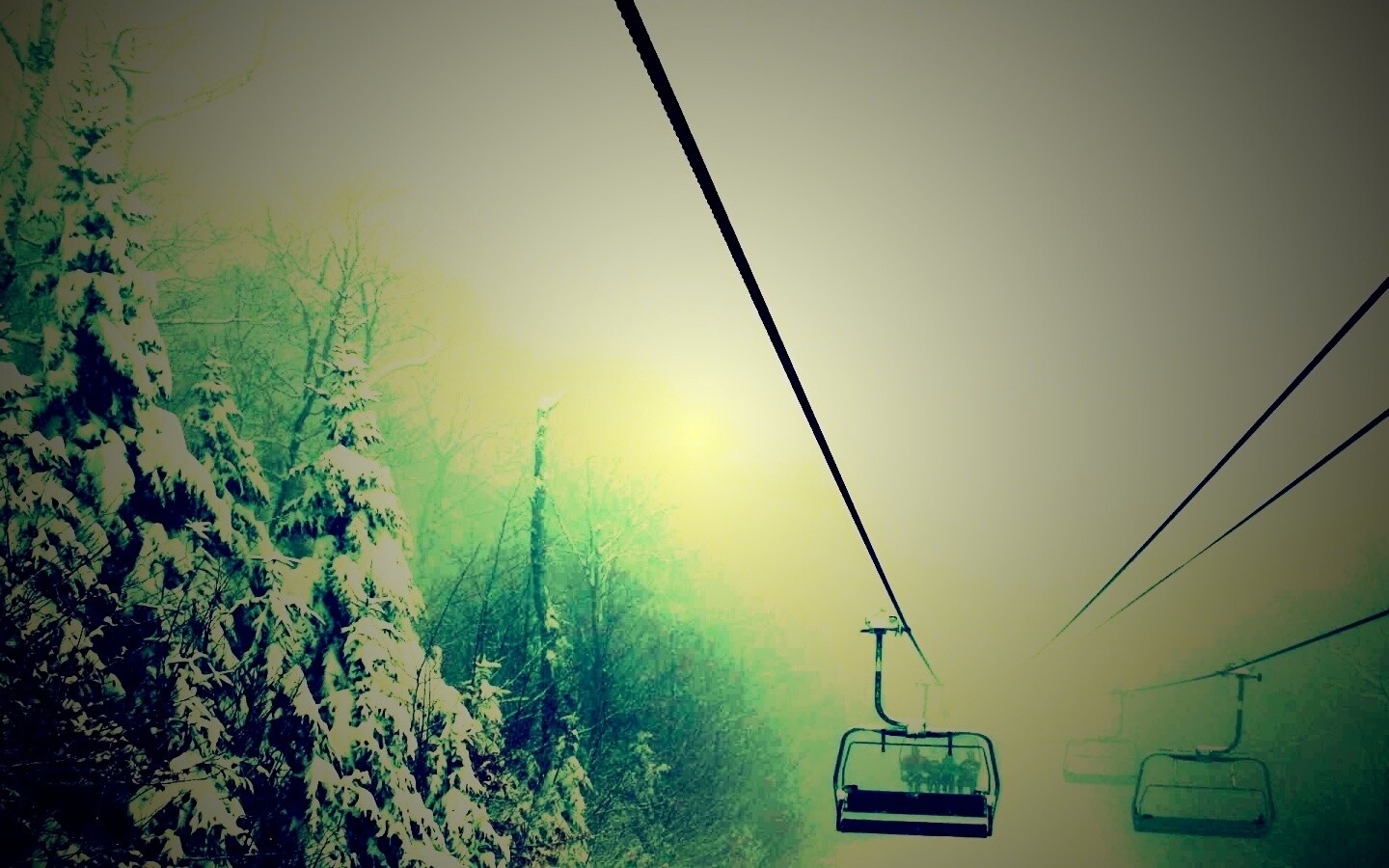 Канатная дорога в зиму обои