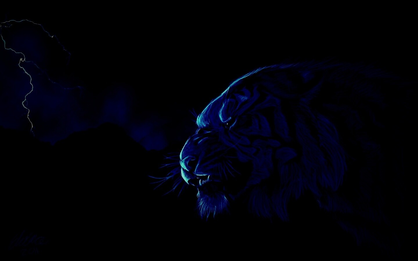 Рисунок грозного тигра обои