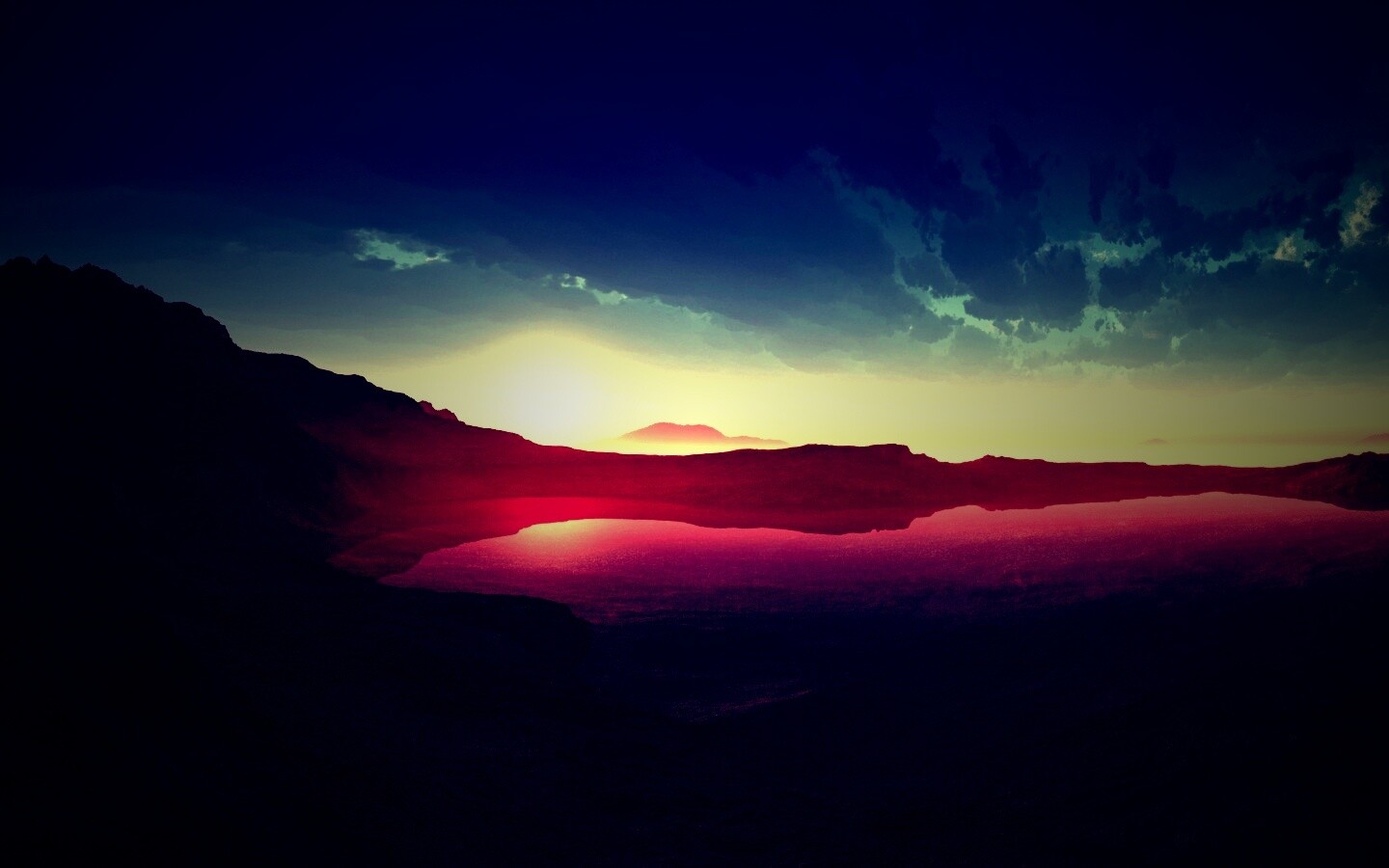 Озеро в каменистой пустыне обои